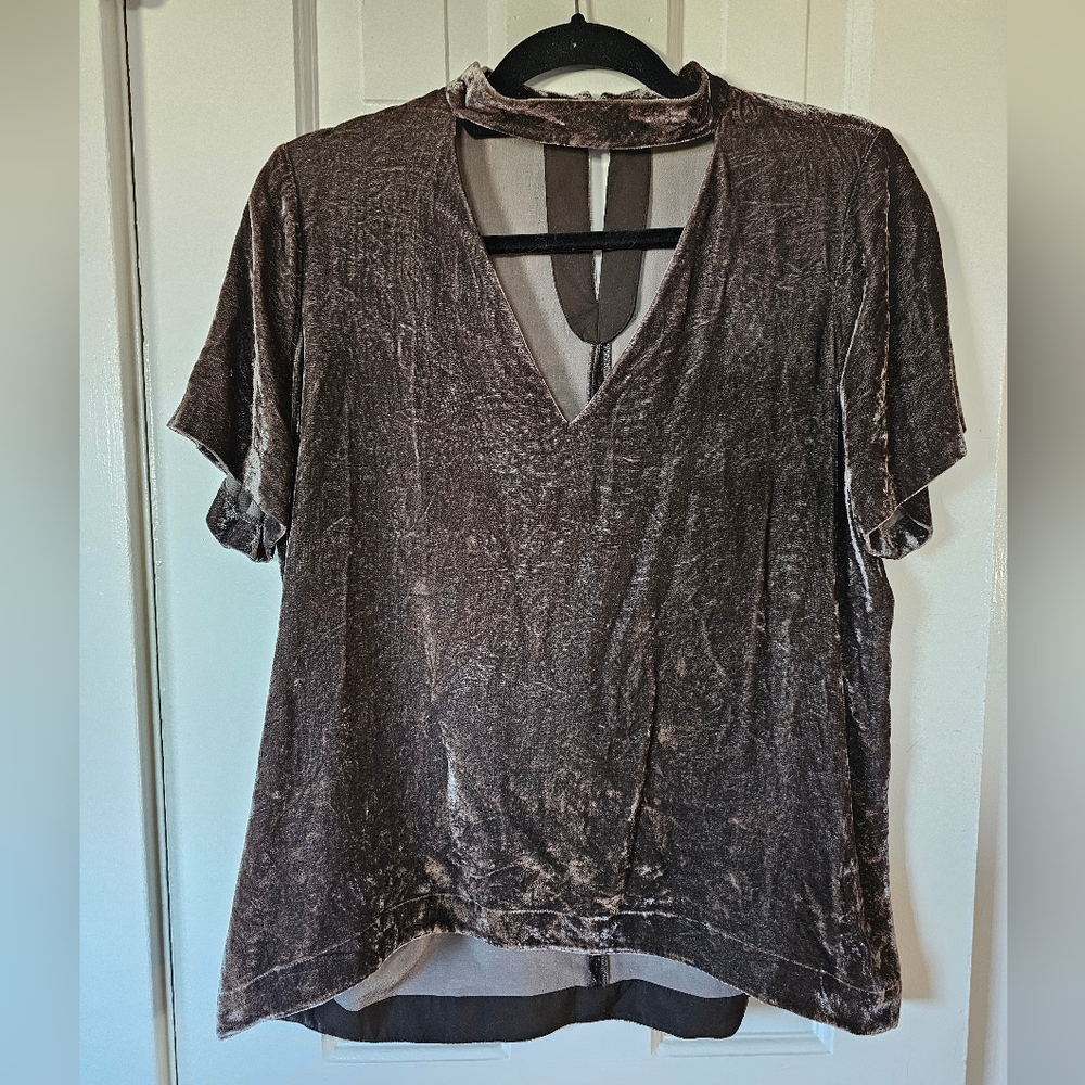 Madewell crushed velvet choker neck top